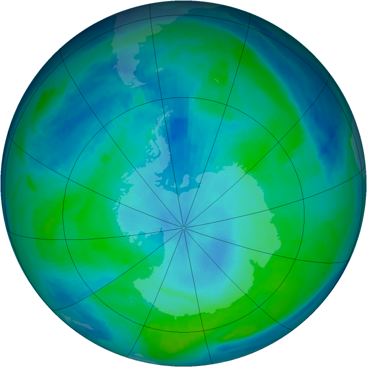 Antarctic ozone map for 12 February 1998